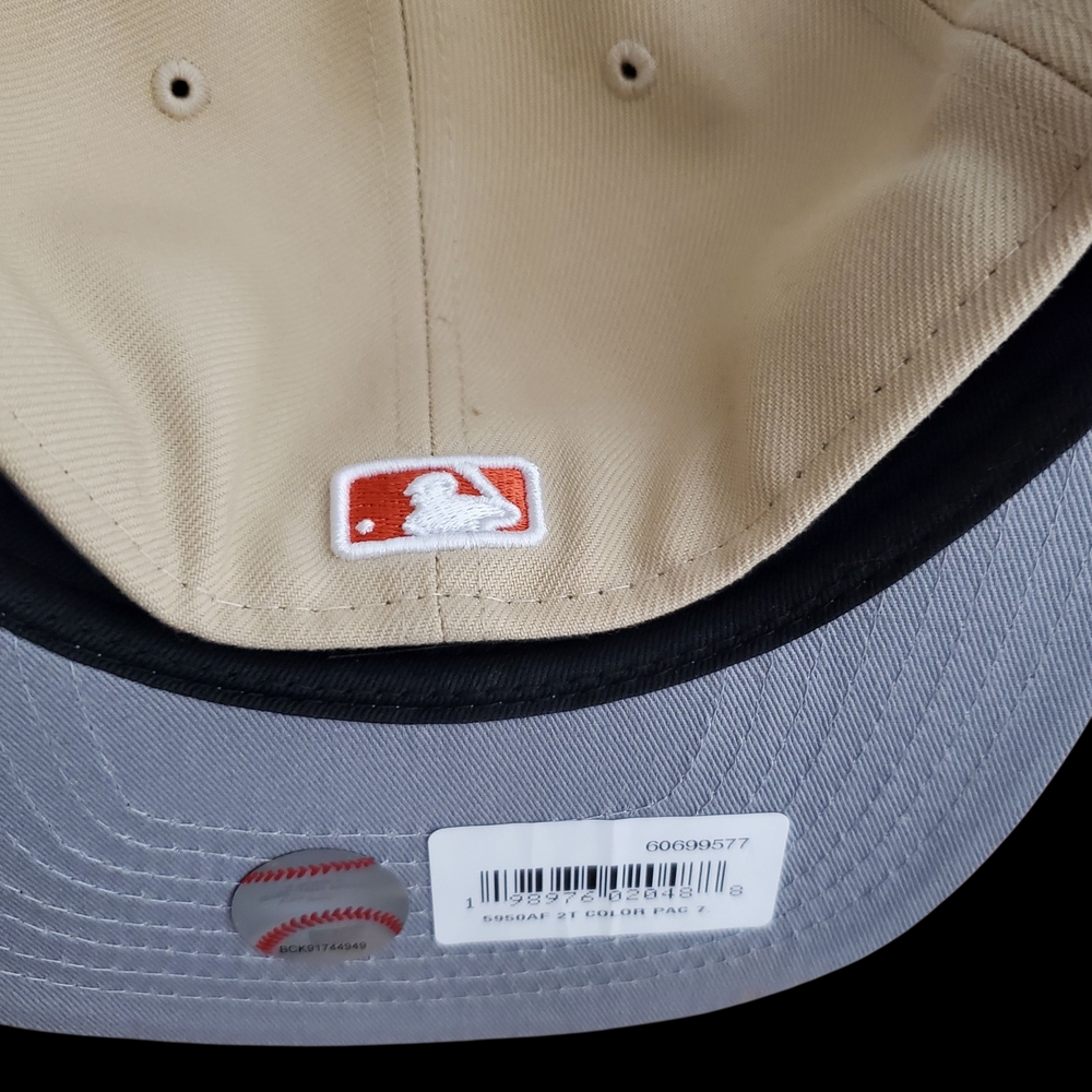 LA Dodgers New Era Beige/Coral Two-Tone Color Pack A-Frame 59Fifty Fitted Size 7 - Picture 6 of 8
